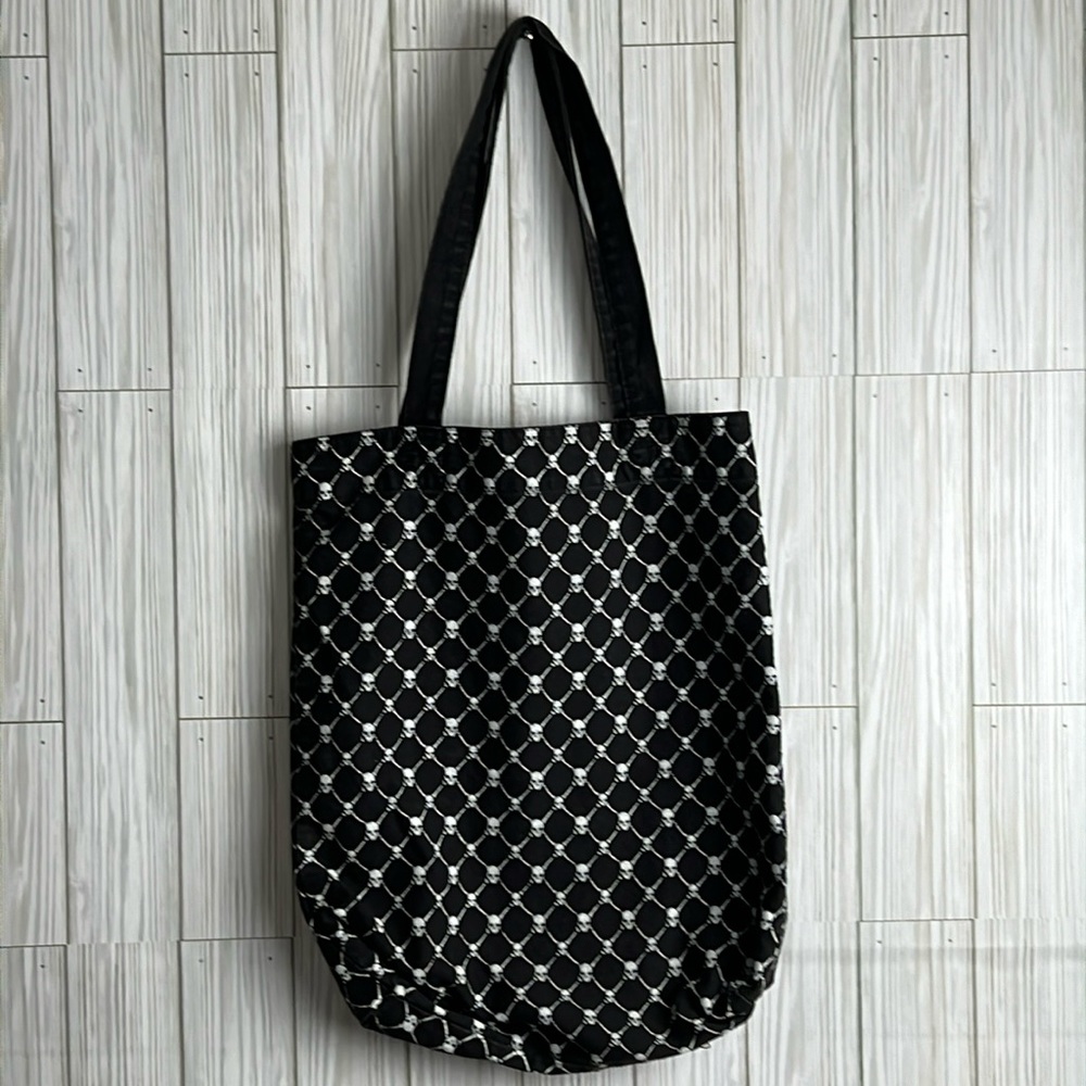 Black and White Skull Skeleton Bag with Handles Small Inside Pocket Small Tote‎